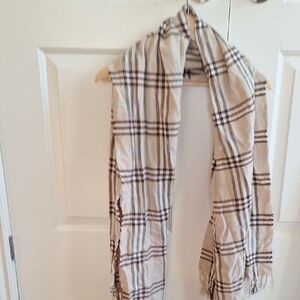 Plaid Cream and Brown Scarf